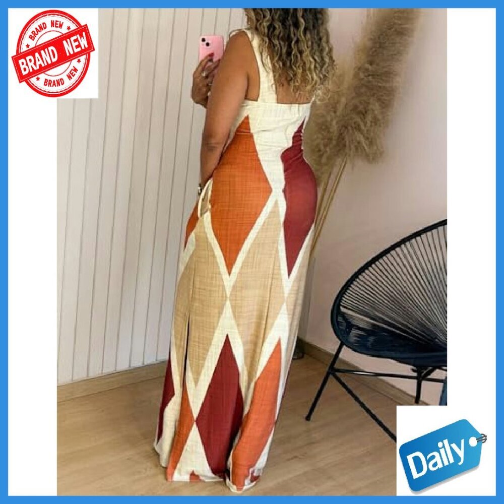 Summer Maxi Dress with Pockets Square Neck Thick Strap Boho - Picture 3 of 8